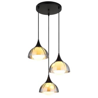 Netlighting Eva Cluster Pendant Ceiling Light Matt Black Smoke Glass Shade 3x G9