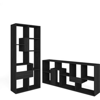 Skraut Home Skraut Home - Libreria scaffale, Scaffali in legno a ripiani, 67x31x162cm, Per libri, Stile moderno, Nero