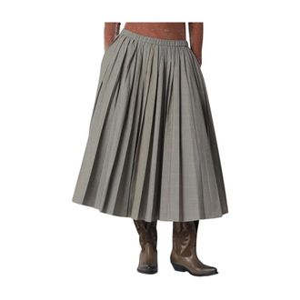 6397 Pull On Pleated Skirt - Dames - Midirokken - Grijs - S - Rokken