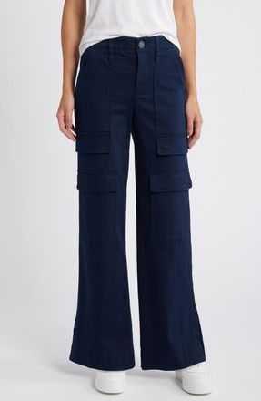 Wit & Wisdom AbSolution Skyrise Wide Leg Utility Pants in Navy at Nordstrom, Size 10