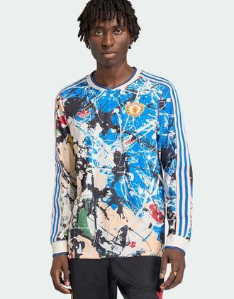 adidas Manchester United Stone Roses - Maglia a maniche lunghe multicolore