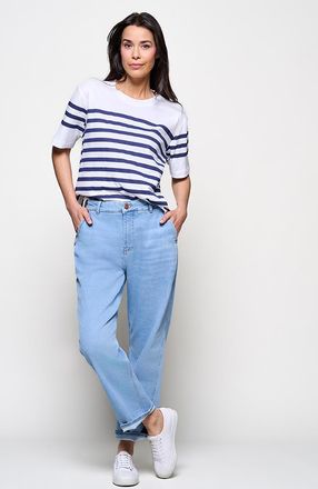 Mart Visser Caroline Tensen Elba Streep T-Shirt Wit / Navy