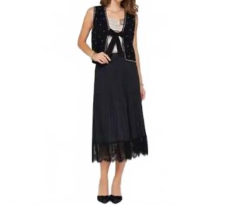 Current Air Crystal Beaded Knit Vest In Black Bling