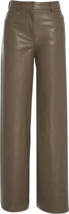 Norma Kamali Wide-Leg Faux Leather Trousers With High Waist And Tailored Finish
