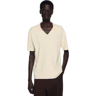 Sandro Stretch knit polo shirt in Ecru at Nordstrom, Size Xx-Large