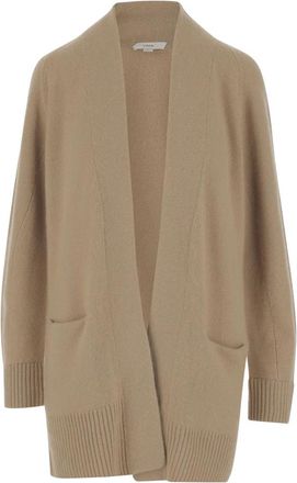 Vince Cashmere Open Vest met Zakken - Dames - Cashmere truien - Beige - S - Kasjmier - Truien & Vesten