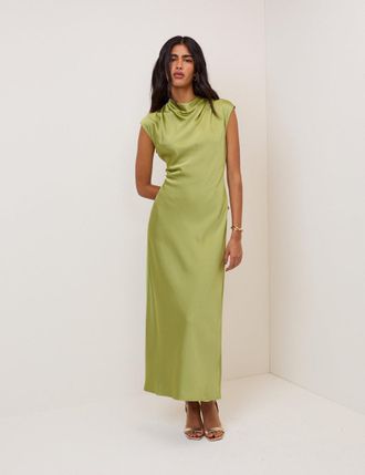 Nobody's Child Green Cowl Neck Eden Midi Dress