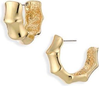 Cara Bamboo Textured Hoop Earrings in Gold at Nordstrom Rack