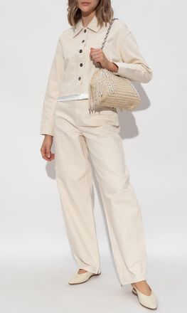 Self Portrait Denim Jacket With Vintage Effect, Womens, Cream