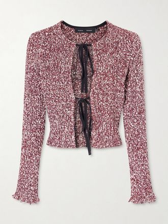 Proenza Schouler Cardigan In Misto Cotone Boucl&eacute; Con Fiocchi Colette - Bordeaux