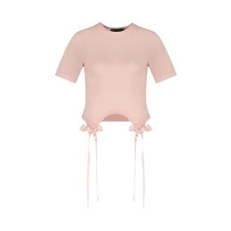Simone Rocha T-Shirts, female, Pink, Size: XS Pale Pink Bow Tails Cotton T-Shirt