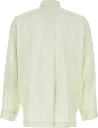 Homme Pliss&eacute; Issey Miyake Mens Streamline Shirt Green Cotton