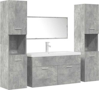 vidaXL Set Muebles De Ba&ntilde;o 5 Piezas Madera Ingenier&iacute;a Gris Hormig&oacute;n Vidaxl