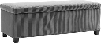 HOMCOM Storage Ottoman with Lid - 112cm Bench Chest Box - Grey | TJ Hughes