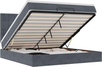 vidaXL Vidaxl - Estructura Cama Otomana Colchones Terciopelo Gris Oscuro
