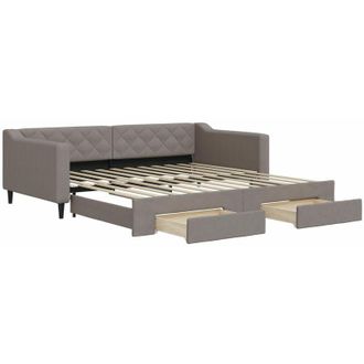 vidaXL Sof&aacute; Cama Nido Con Cajones Tela Gris Taupe 100x200 Cm Vidaxl