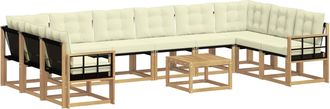vidaXL Conjunto De Sof&aacute;s De Exterior 11 Uds. Blanco Y Crema Vidaxl