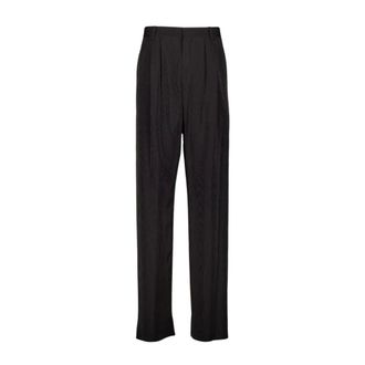 Saint Laurent Straight Trousers, male, Black, L, Striped Baggy Canvas Trousers