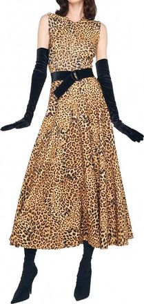 Norma Kamali Grace Sleeveless Dress In Cheetah Patch