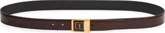 Saint Laurent Boucl&egrave; 66 Leather Belt in Burnt Chocolate at Nordstrom, Size 100