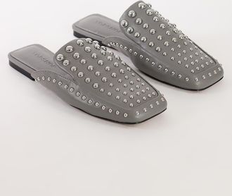 Topshop Bianca scarpa bassa con borchie grigia-Grigio