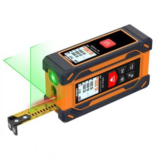 OEM Tel&eacute;metro L&aacute;ser 40 M, Pantalla A Color Doble Cara, Nivel L&aacute;ser Verde, Cinta M&eacute;trica Acero, Usb-c (multimodo)