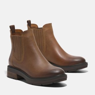 Timberland Chelseaboots TIMBERLAND BRIMFIELDMID CHELSEA BOOT, Damen, Gr. 38,5, braun (md brn f grain), Leder, Schuhe Chelseaboots, Stiefelette, Winterschuhe, Ank