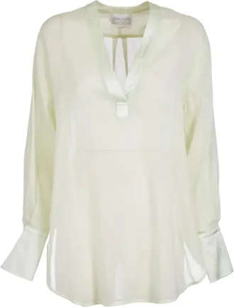 Forte_Forte Blouses, female, Beige, Size: S Chic Voile Yellow Shirt