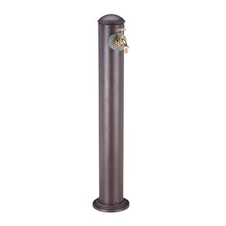 Relaxdays Relaxdays - Fuente Jard&iacute;n De Pie, Dise&ntilde;o Antiguo, Con Grifo, Toma 3/4, Columna Redonda, Aluminio, 1 Ud., 91 Cm, Marr&oacute;n