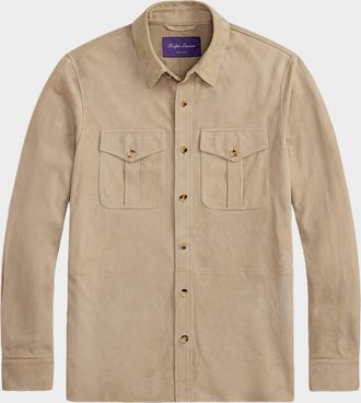 Ralph Lauren Purple Label Men & apos;s Suede Flap-Pocket Overshirt
