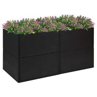 Berkfield Home Garden Planter Black 157x80x80 cm Poly Rattan | Size: 157 x 80 x 80 cm