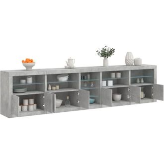 vidaXL Credenza con Luci led Grigio Cemento 283x37x67 cm - Vidaxl