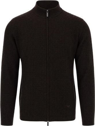 Emporio Armani Cardigan - Heren - Vesten - Bruin - M - Wol - Truien & Vesten