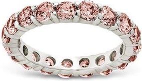 Sterling Forever Gracie Cubic Zirconia Eternity Ring in Silver/pink at Nordstrom, Size 10