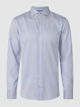 Eterna Slim Fit Businesshemd mit Streifenmuster in Dunkelblau, Größe 38