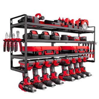 OEM Vevor Scaffale Per Utensili Elettrici Da Parete, Portautensili Da Parete Per Trapani A 4 Livelli Con 8 Supporti Per Trapano, Portaoggetti Con Supporto