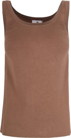 Elisabetta Franchi Sleeveless Knit Top with Glossy Viscose Bands