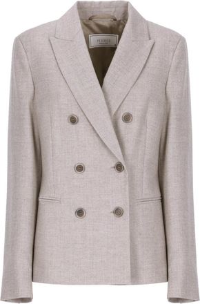 PESERICO Jassen, Dames, Bruin, M, Wol, Bruine Wol Double-Breasted Blazer