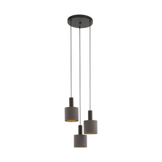 Loops Pendant Light Colour Dark Brown Shade Cappuccino Gold Fabric Bulb E27 3x60W