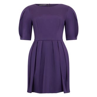 Alberta Ferretti Kleedjes, Dames, Paars, S, Korte jurk met ballonmouwen