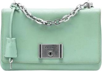 Prada Pre-owned Cross Body Bags, female, Green, Size: ONE SIZE Pre-owned Saffiano Crossbody Bag