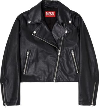 Diesel Leren jas met rits - Dames - Leren en Su&egrave;de Jassen - Zwart - L - Leer - Jassen