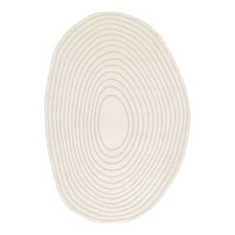 Sweeek Alfombra interior shaggy guijarro dise&ntilde;o circular beige, crema