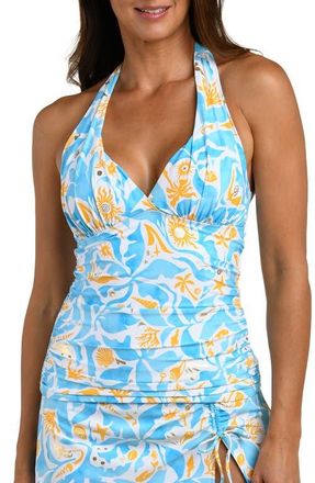 La Blanca Trinket Halter Tankini in Sky at Nordstrom, Size 14