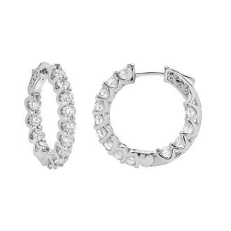LuvMyJewelry Livia 14K White Gold Diamond HoopEarrings - 3.98 Cts at Nordstrom