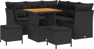 vidaXL Garden Sofa Set 8 pcs Black Poly rattan and powder-coated steel vidaXL