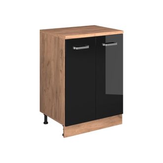 Vicco Armario De Cocina Para Techo Inclinado R-line, Negro Brillo Intenso, 60 Cm Sin Inclinaci&oacute;n Con 2 Puertas, Vicco