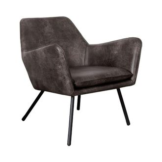 White Label Sill&oacute;n de cuero gris oscuro