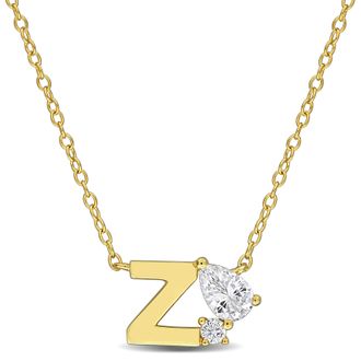 Mimi & Max 3/4ct TGW Created White Sapphire Q Initial Necklace Yellow Plated Sterling Silver