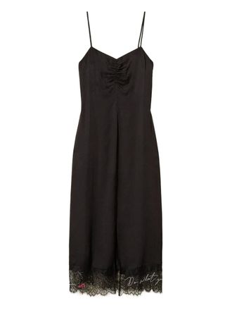 Twin-Set lace-trimmed slip midi dress - Black